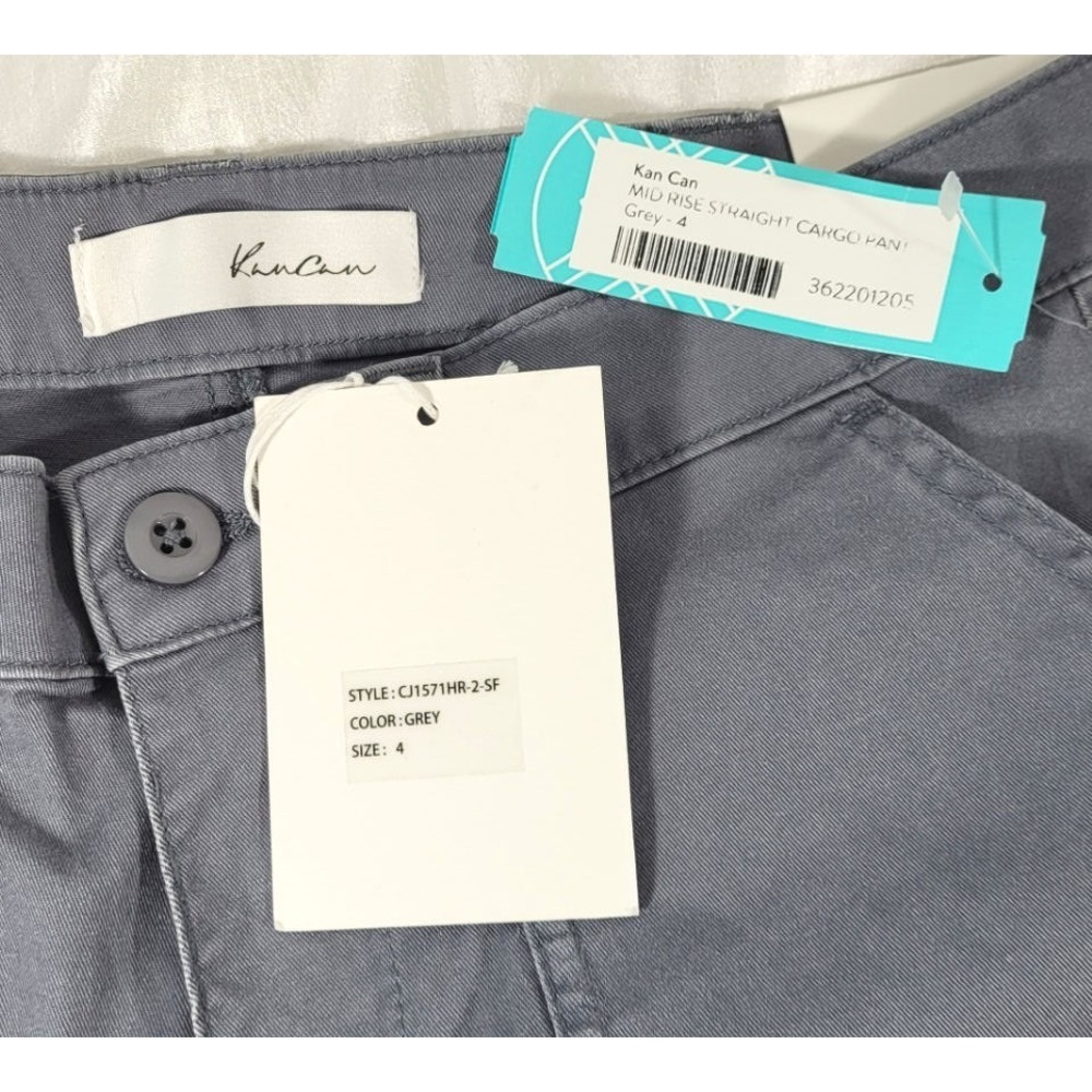 Stitch Fix KanCan Women's Mid Rise Straight Cargo Pants - Grey -‎ Sz 4 - Picture 3 of 5